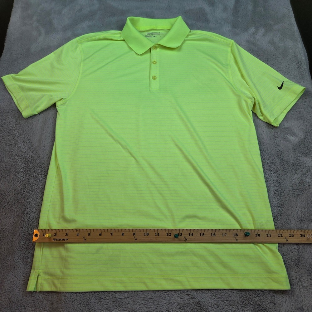 Nike Golf Polo Mens L Dri-FIT Tour Performance Striped Short Sleeve Neon Yellow